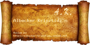 Albecker Krisztián névjegykártya